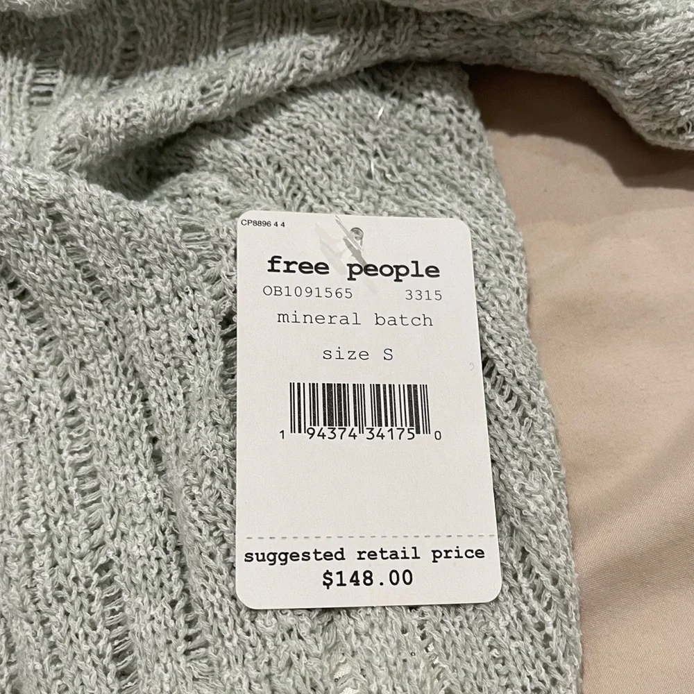 Free People Pretty in Pointelle Sweater Color: Blue | Size: S - Picture 6 of 6